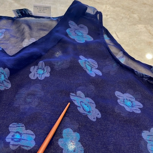 MORE By Lata | Sheer Tunic Top | Swim Cover-Up | Blue Floral | Size‎ - Picture 11 of 12